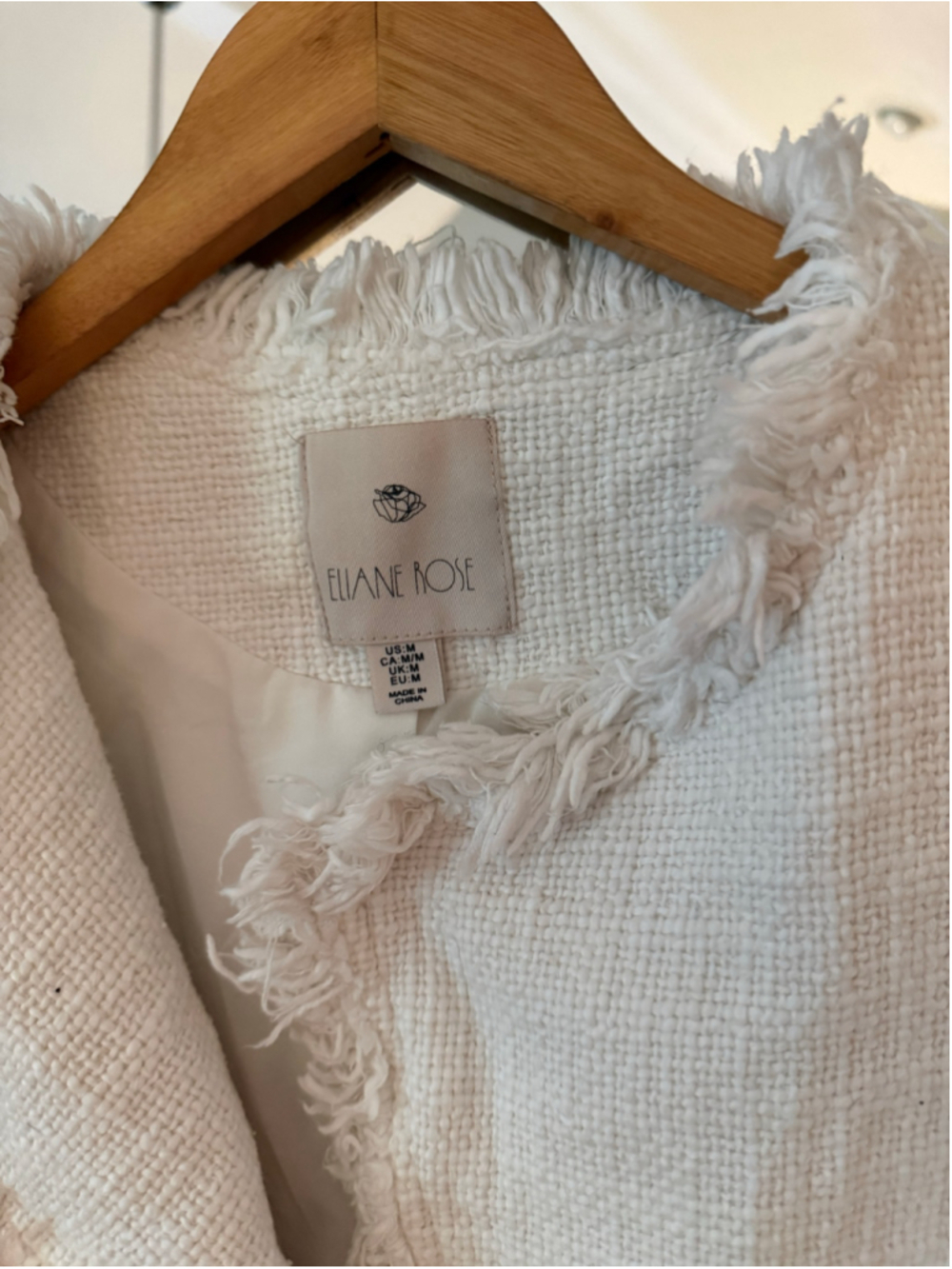 Eliane Rose White Tweed Blazer Jacket Women's Size M - Picture 3 of 4